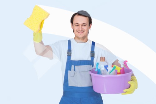Professional office cleaning in a modern reception area