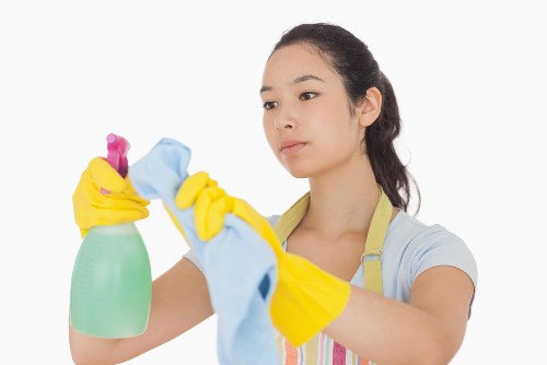 Professional mattress cleaning process in a bedroom