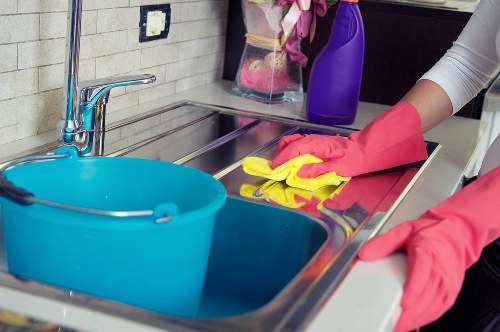 Bathroom deep cleaning with scrubbing and sanitizing tasks
